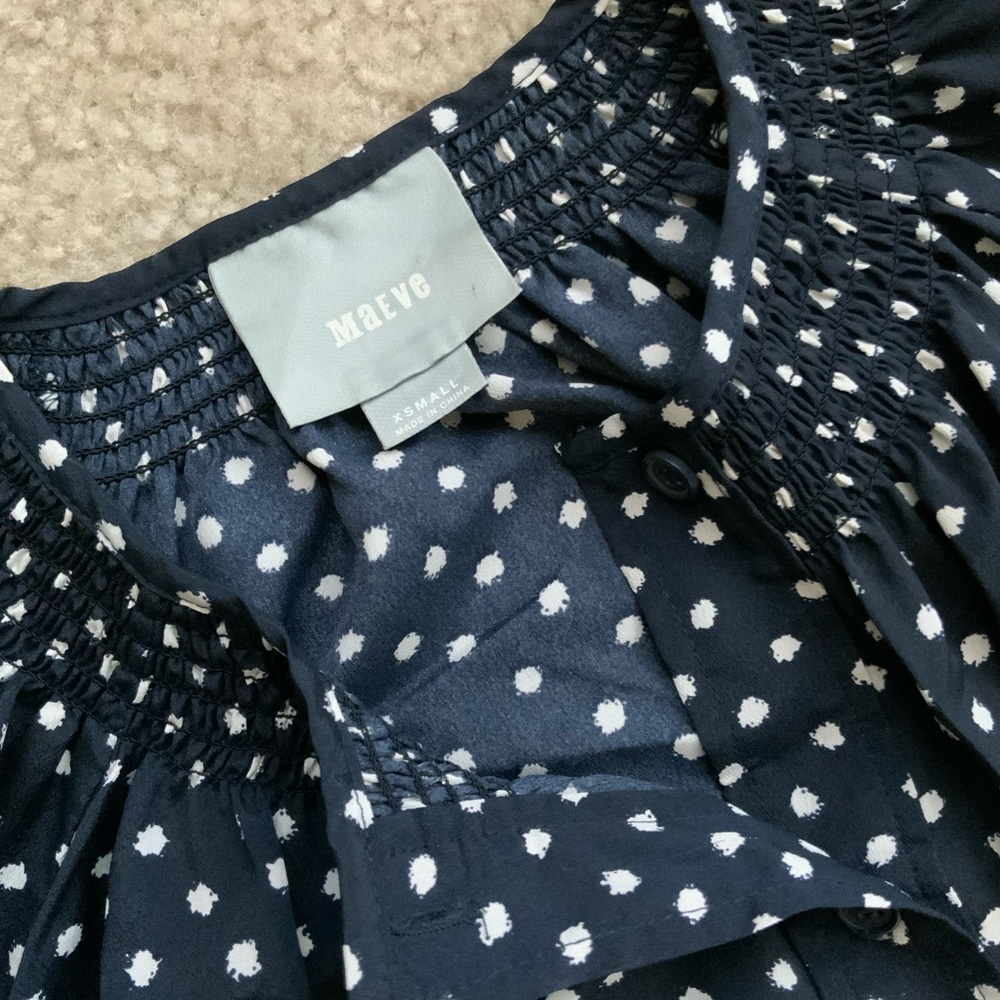 Anthropologie Maeve Preparation Navy Dot Dress - Picture 4 of 5